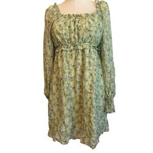 Blue Pepper Coquette Dress Size Medium Babydoll Smocked Tiered Milkmaid Fairy